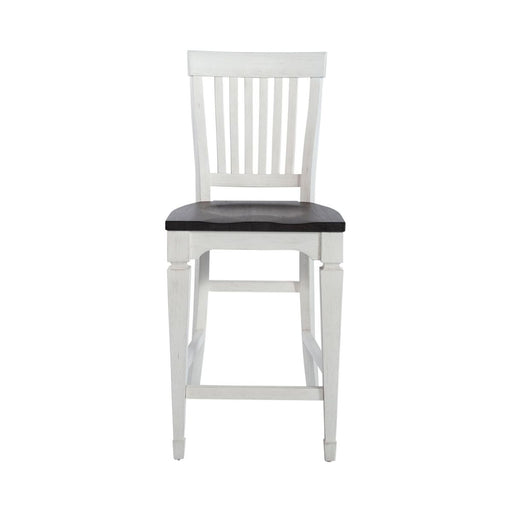 Liberty Furniture Allyson Park Counter Height Slat Back Chair in White with Charcoal (Set of 2) image