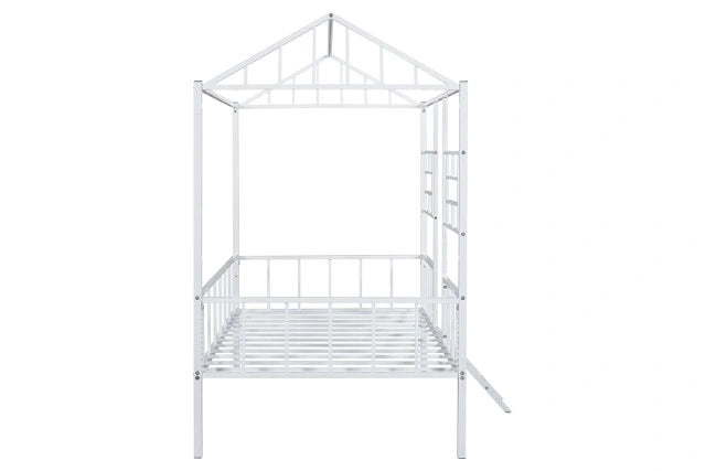 Rhonda Twin Loft Bed White, Silver, & Black