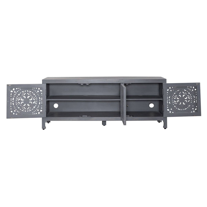 Liberty Furniture Marisol 65 Inch 3 Door Accent TV Stand in Weathered Honey and Soft Wash Gray