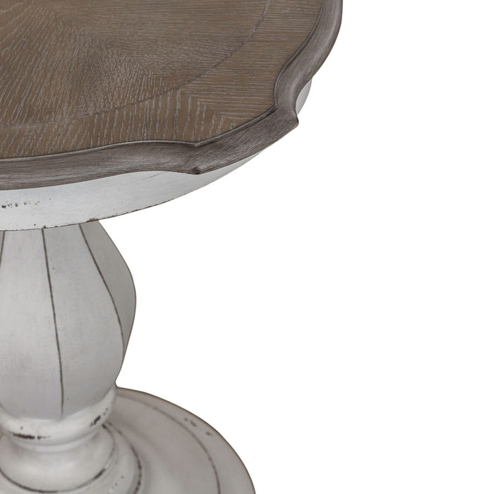 Magnolia Manor Round Accent Table in Antique White Base w/ Weathered Bark Tops image