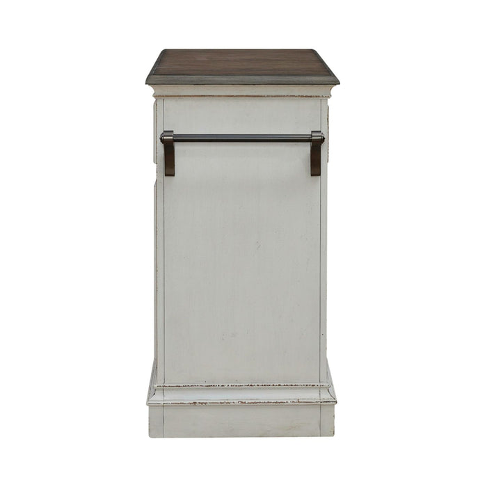 Magnolia Manor Bar Cart in Antique White & Weathered Bark EST SHIP TIME APPX 4 WEEKS image