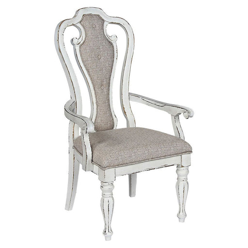 Liberty Furniture Magnolia Manor Upholstered Splat Back Arm Chair in Antique White (Set of 2) image