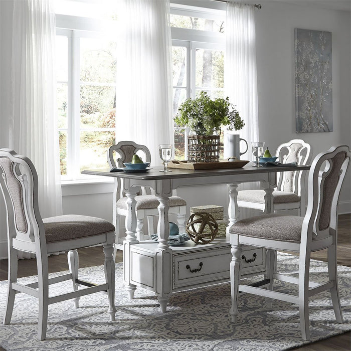 Liberty Furniture Magnolia Manor Upholstered Counter Height Chair in Antique White (Set of 2)