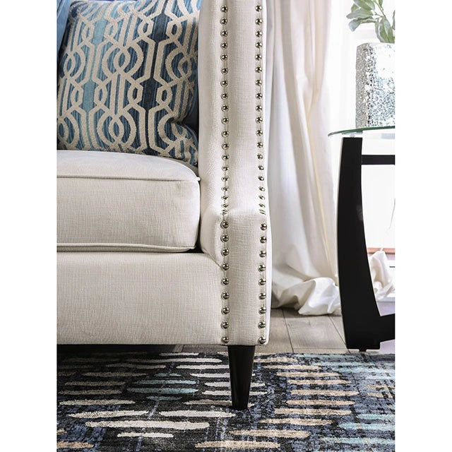 Tegan Beige/Light Blue Love Seat