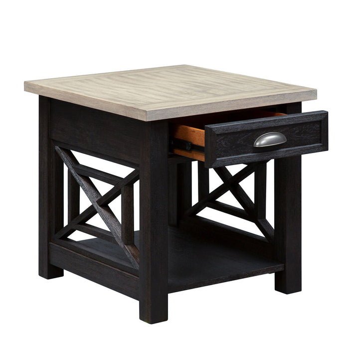 Heatherbrook Drawer End Table in Charcoal and Ash