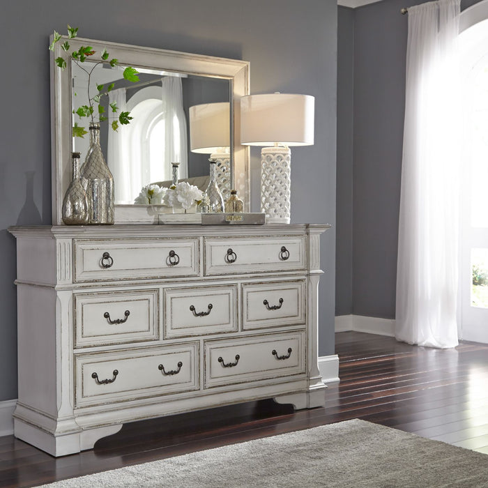 Abbey Park King California Sleigh Bed, Dresser & Mirror, Chest, Night Stand