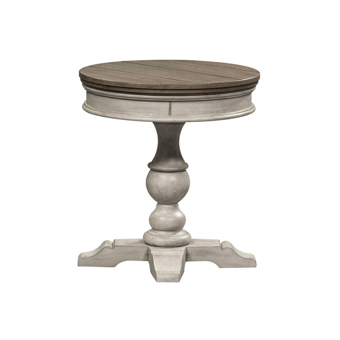 Heartland Round Pedestal Chair Side Table in Antique White image