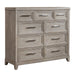 Belmar 9 Drawer Bureau Dresser in Washed Taupe and Silver Champagne image