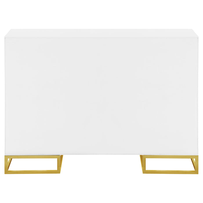 Elsa 2-door Accent Cabinet with Adjustable Shelves White and Gold