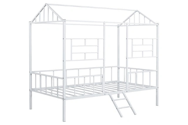 Rhonda Twin Loft Bed White, Silver, & Black