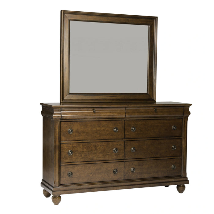 Rustic Traditions King California Sleigh Bed, Dresser & Mirror, Night Stand image